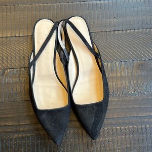 Everlane suede black sling back flats - size 10